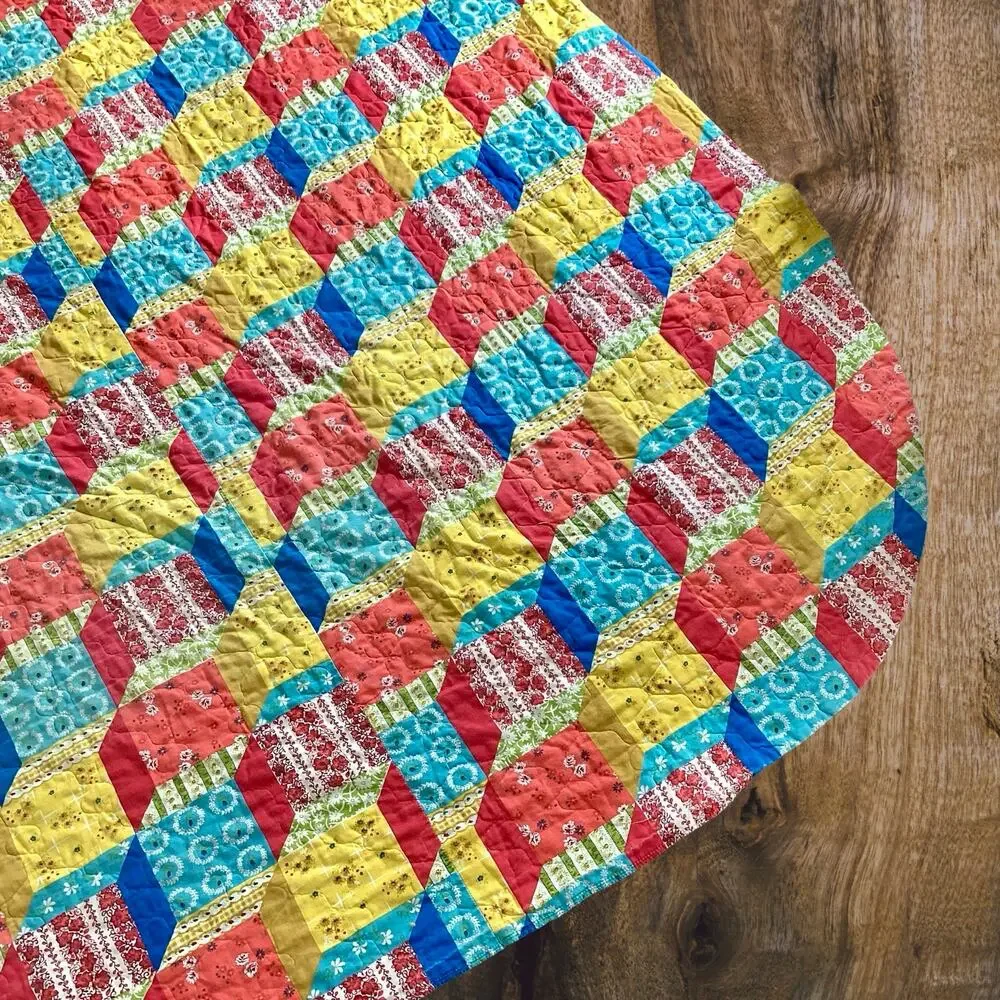 Vintage 70s Faux Patchwork Bed Coverup